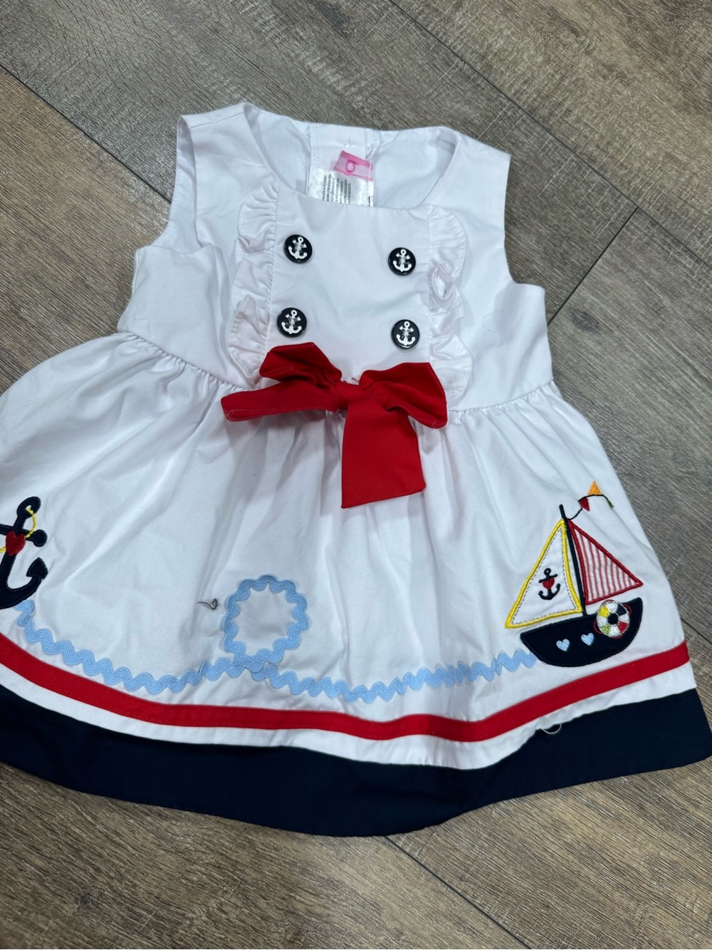 Good Lad White Nautical Dress with Red Bow